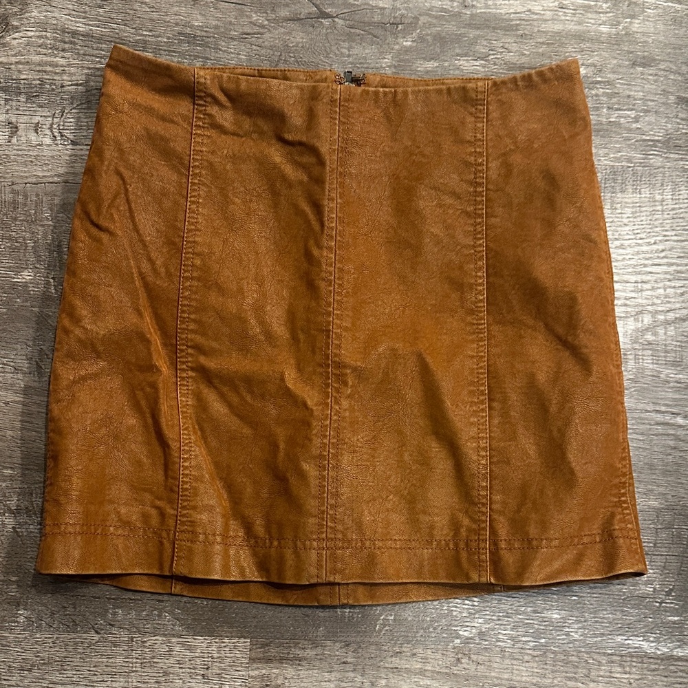 Free People Faux Brown Suede Mini Skirt Size 6